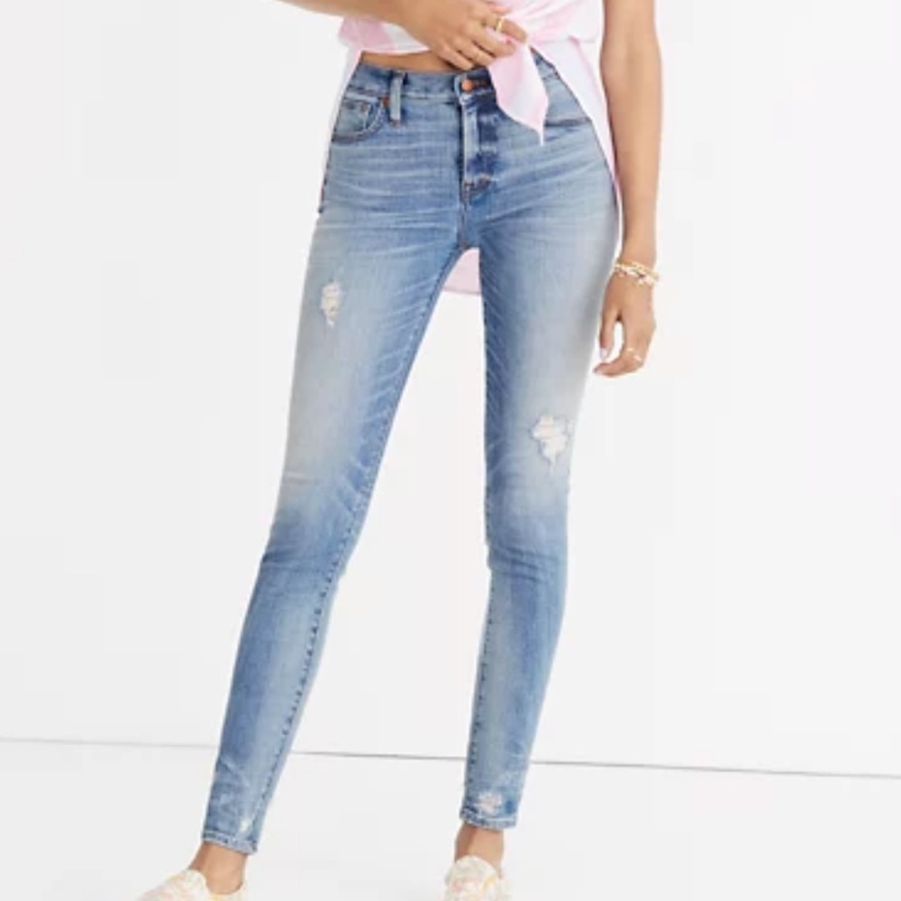 Madewell 9" High-Rise Skinny Jeans Destructed-Hem Edition
